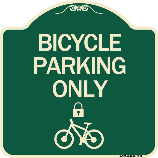 Signmission Bicycle Parking W/ Cycle and LockHeavy-Gauge Aluminum Architectural Sign, 18" x 18", G-1818-24321 A-DES-G-1818-24321 - main